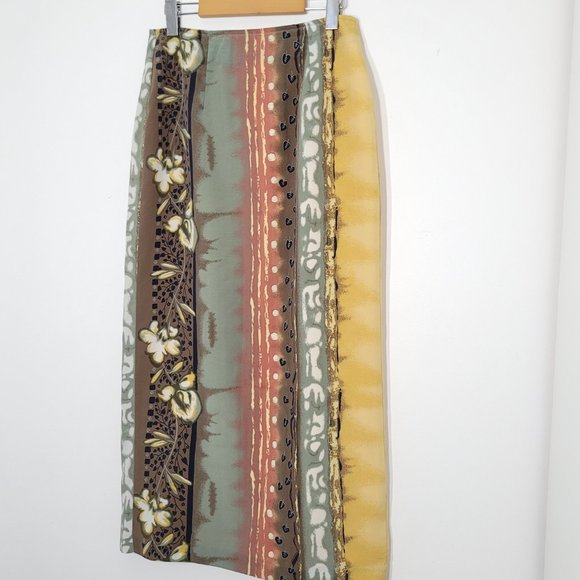 2/100🥑Made in 🇨🇦 Jessica Muted Multicolor 90s/Y2K Wrap Skirt Midi /Maxi Skirt - Picture 5 of 16